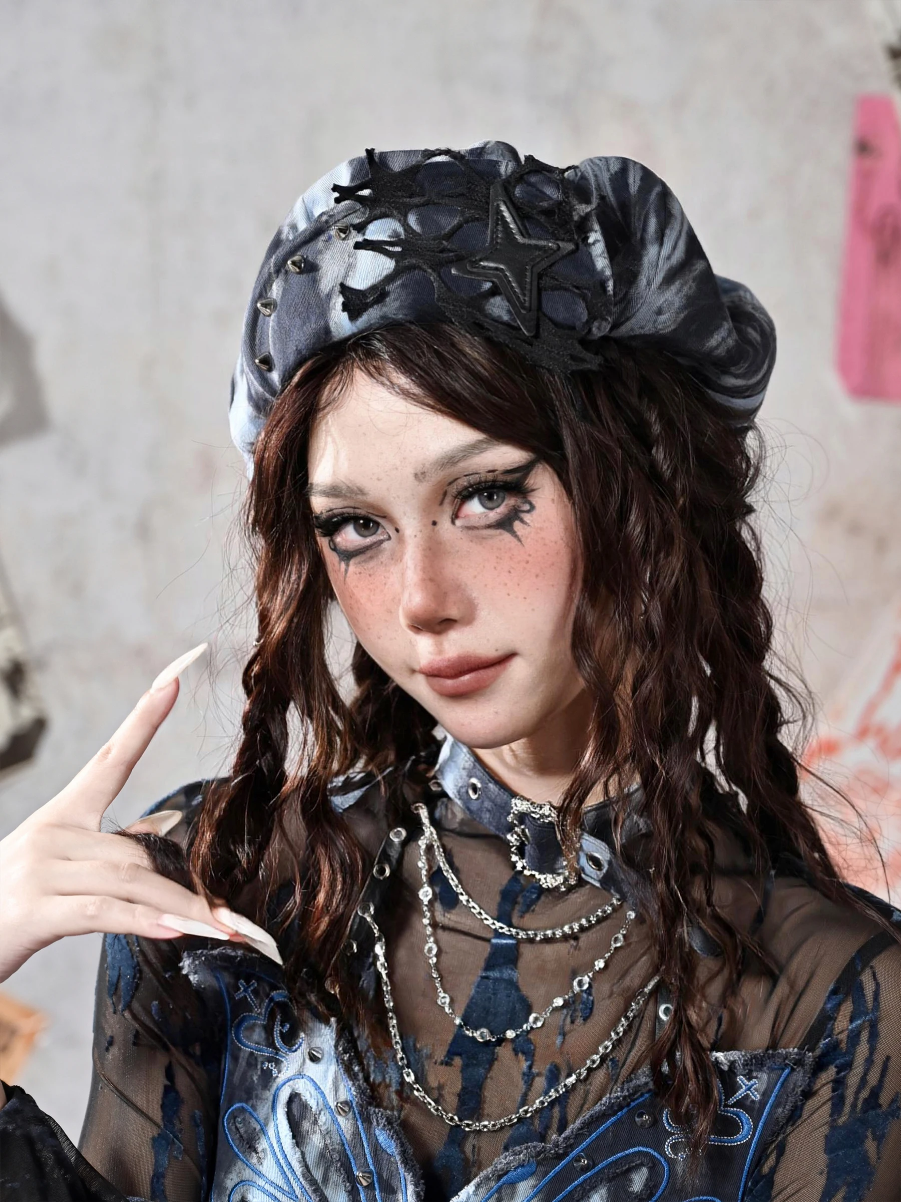 

Оригинальный берет Xutiao Y2K в стиле панк Sle, цветная шляпа с заклепками, большой размер головы, маленькая мода, хлопок Dr