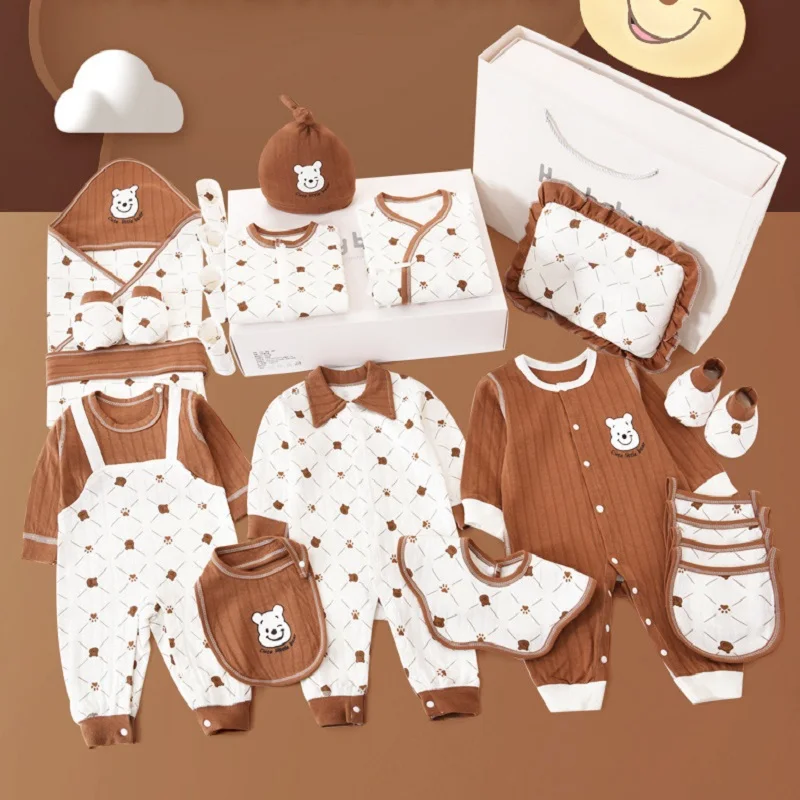 0-6 Months Newborn Boys Clothes Sets Pure Cotton Gift Box Package Toddler Girl Costume Outfits Jumpsuit Hat Doll Mixed Packaging