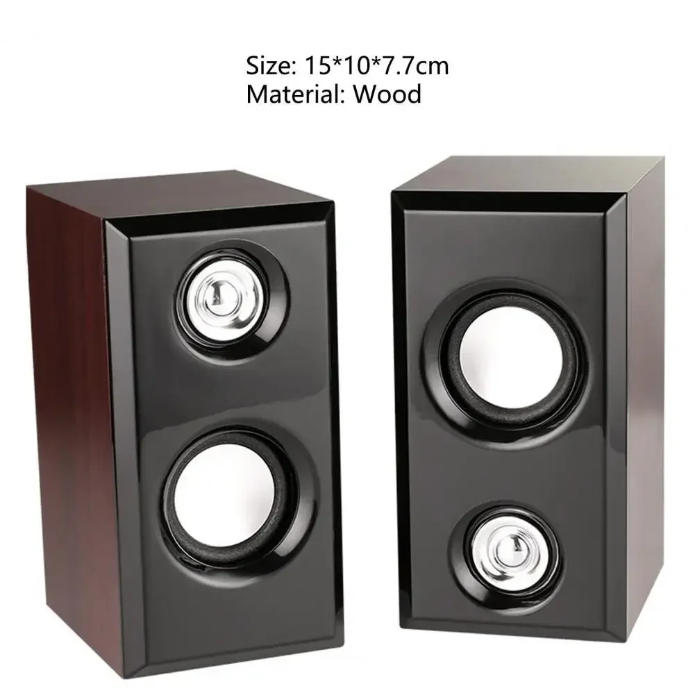 USB Wired Wood Speakers Bass Stereo Subwoofer Sound Box 3.5mm AUX Input USB Power Computer Speakers For Desktop PC Smart Phone