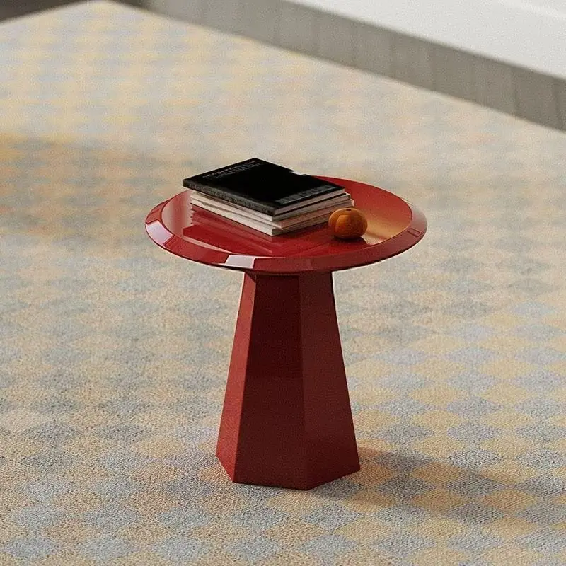 Modern Minimalist Round Table Living Room Decor Luxury Sofa Side Tables Creative Pretty Red Lacquer Coffee Table Home Furniture