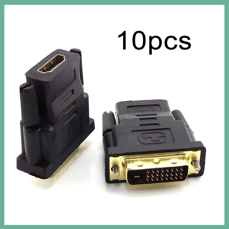 10 шт., 24+1 DVI-адаптер с разъемом DVI (мужской-женский) для HDMI-совместимых устройств, поддержка 1080P для HDTV-проекторов, позолоченный адаптер E3