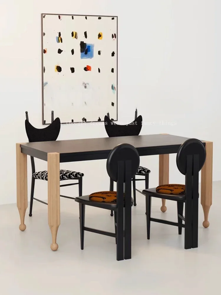 Medieval French solid wood pencil table rectangular black art creative negotiation table designer home dining table