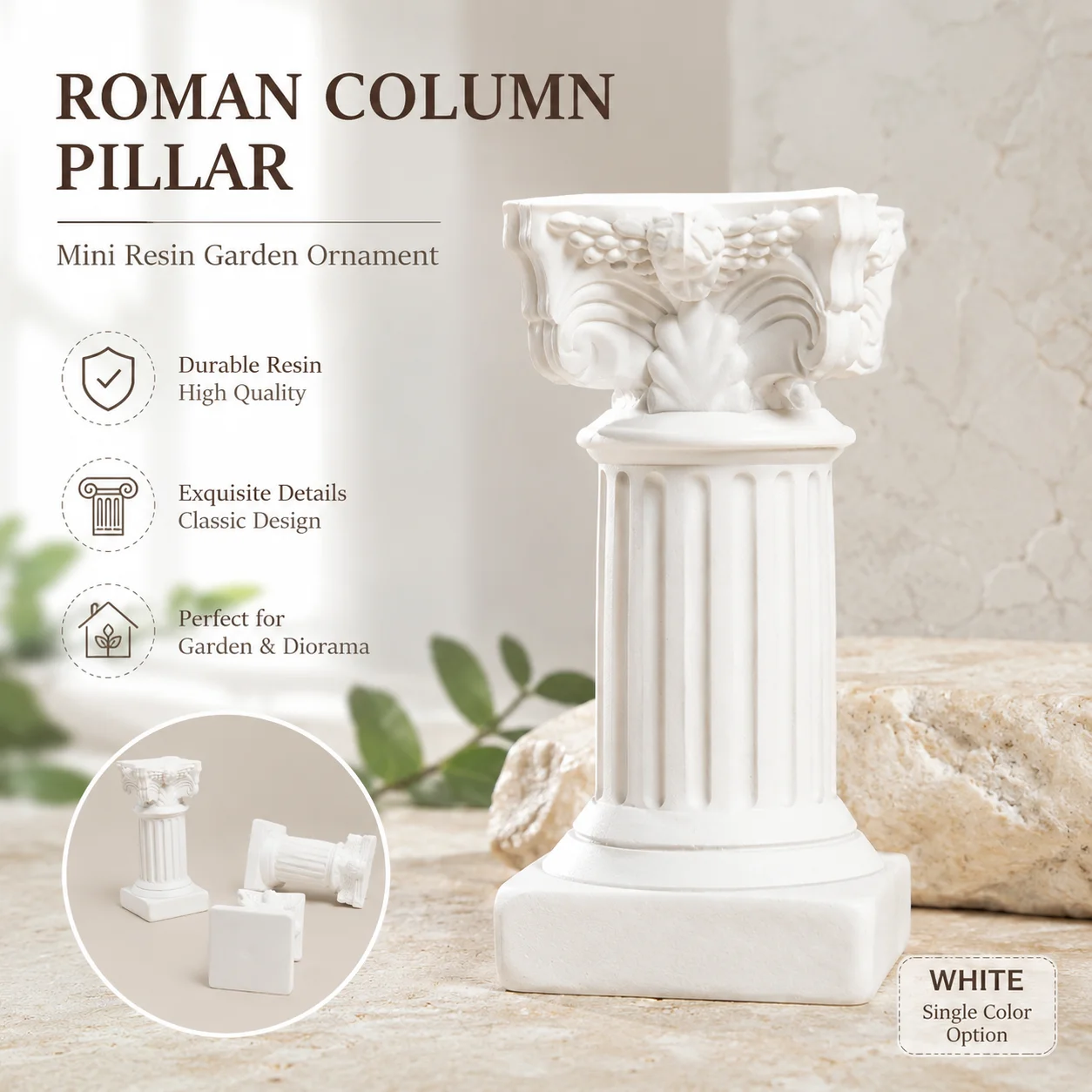 Mini Resin Roman Column Pillar Model Garden Diorama Ornament Dollhouse Yard Landscape Decor Accessory