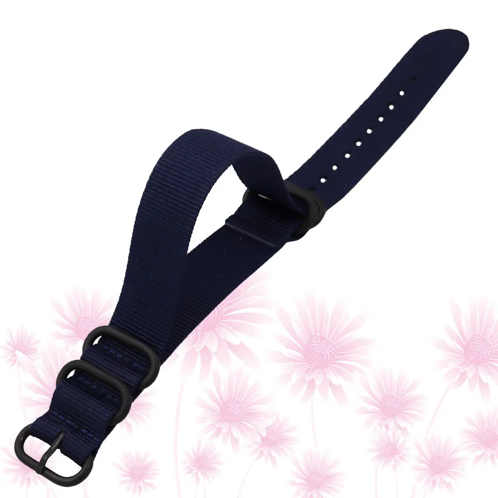 

Nylon Canvas Strap Replacement Band 22Mm Adjustable Wrist Strap Dark Blue Durable Ergonomic Design Simple Style For Men Friends