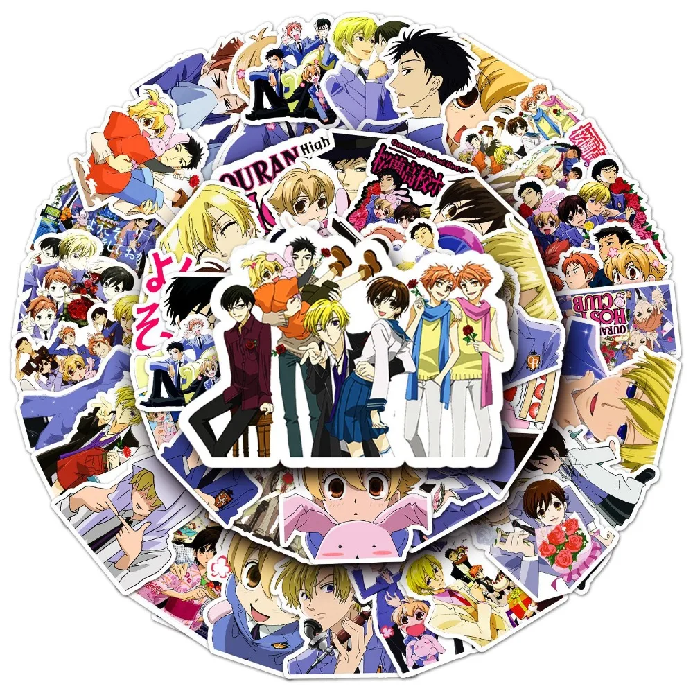 50pcs Anime Ouran High School Host Club Waterproof Stickers Manga Carton Cute Case Notebook Decorations Trendy Gift