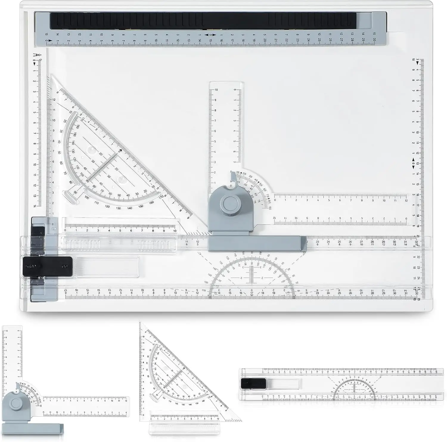 

Портативная чертежная доска формата А3 с прозрачной линейкой, параллельным механизмом и регулируемым углом наклона для черчения и художественных работ