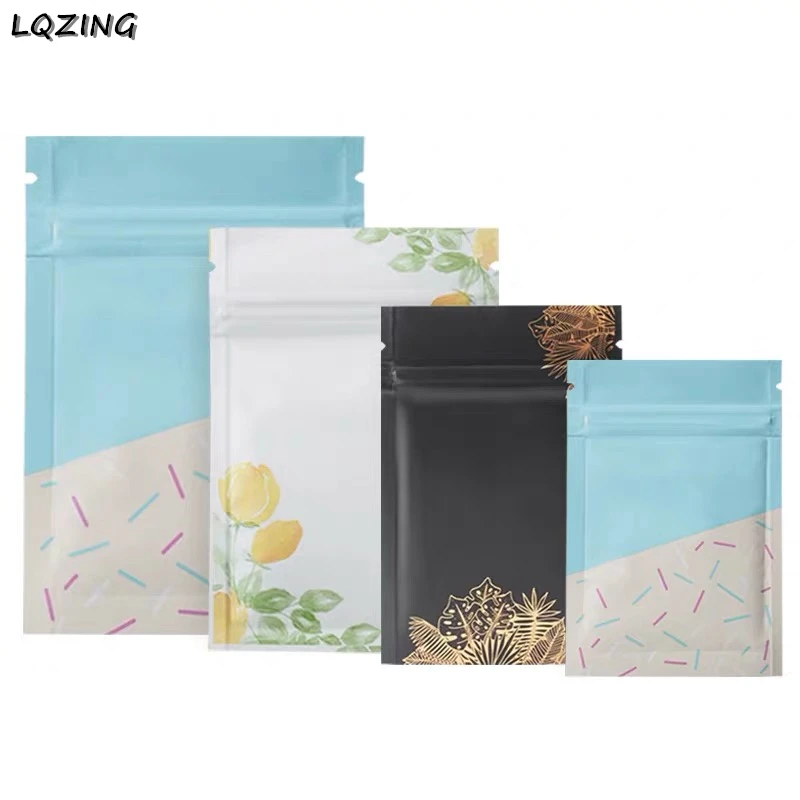 50pcs Small Matte Print Foil Flat Zip lock Bags Resealable Food Candy Powder Salt Tea Gifts Heat Sealing Packaging Pouches