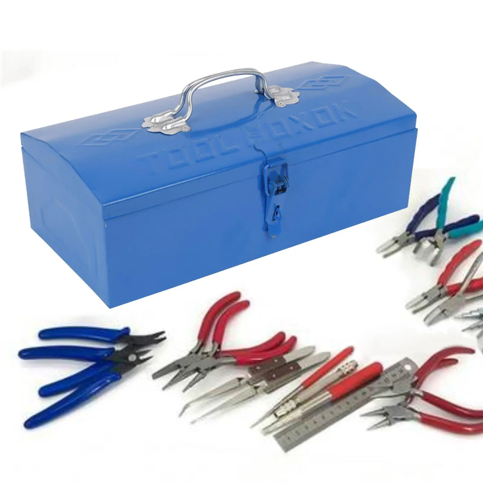 

Metal Tool Box with Handle Large Capacity Tool Storage Box for Home Workshop