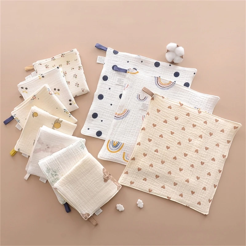 1pc Cotton Gauze Baby Face Towel Cartoon Muslin Newborn Burp Cloth Square Towels 4 Layers Thick Kids Handkerchief Baby Washcloth