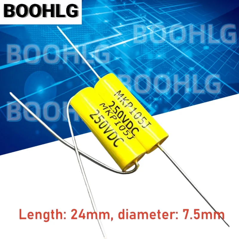 10PCS CBB MKP 105 1uf 1.0uf 250v 2E 100v Axial audio coupled poleless film capacitor