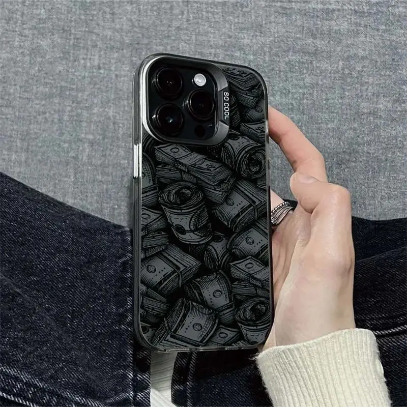 

Dollar creative design pattern phone case for iPhone 16 15 14 13 12 11 Pro/ Max/Plus shock-proof rear cover anti-fingerprint