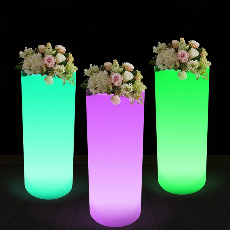 REAQ Glowing Flower Tub Wedding Decor Luminous Flowerpot Free-Standing Floor Flower Basket For Hotel Garden Villa Decoration