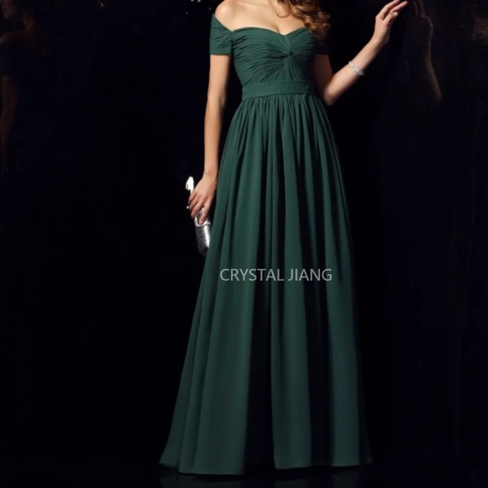 Vestidos De Fiesta Long Off the Shoulder Chiffon Empire Waist Sleeveless Zipper Back A Line Floor Length вечернее платье