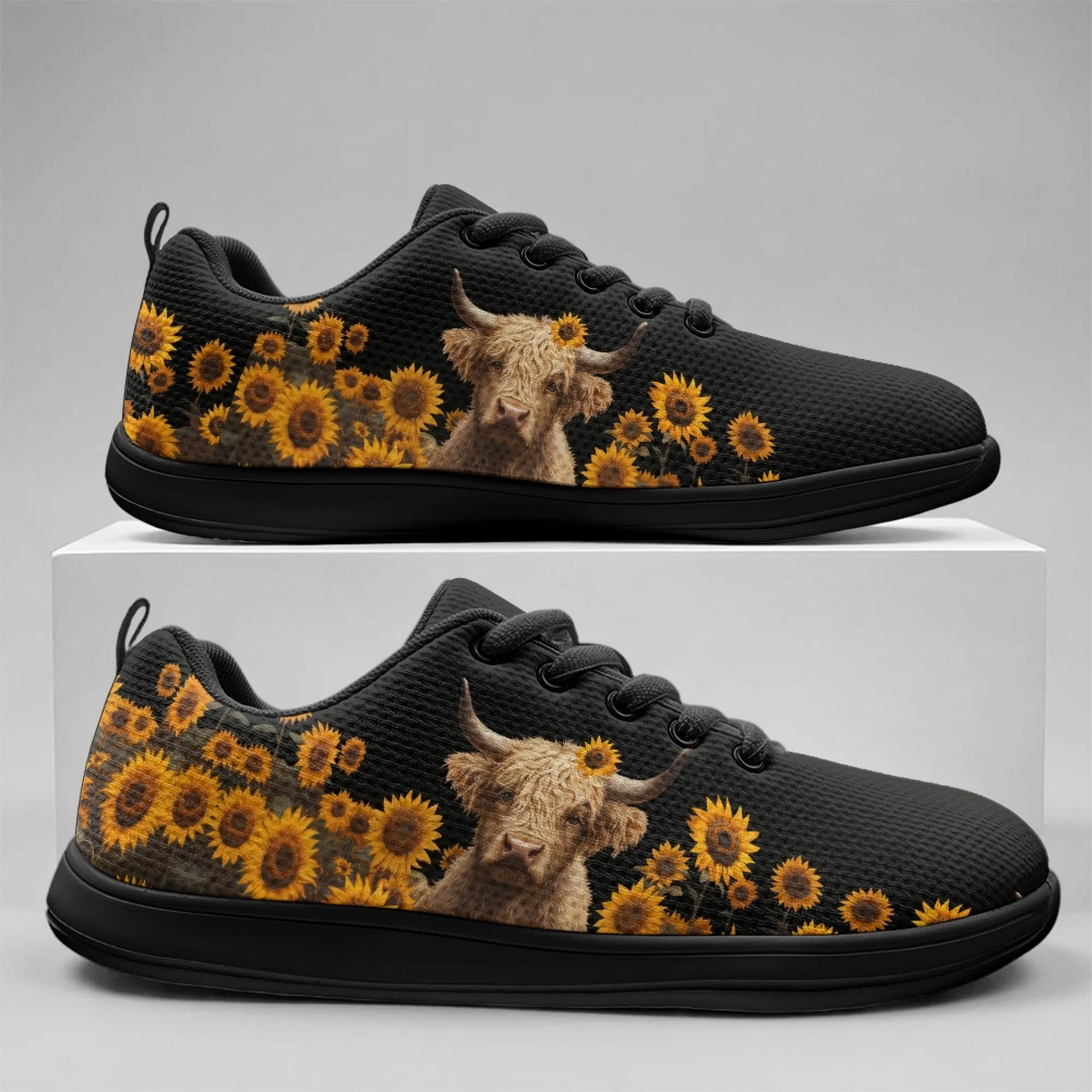 

XIXIRIMIDO Strappy Wide-toed Shoes Highland Cow Mens Walking Shoes Casual Shoes Breathable Mesh Women's Fashion Snakers 36-46