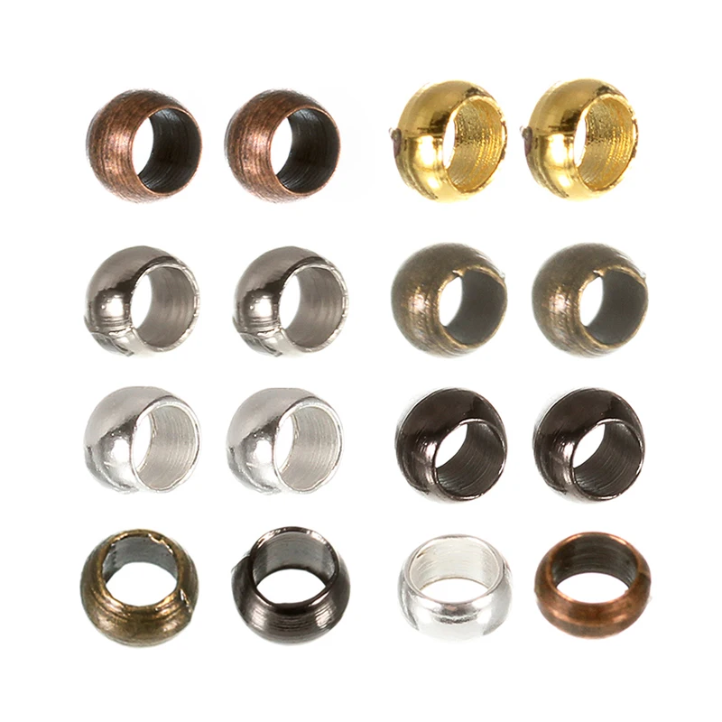 

200pcs Metal Crimp End Beads Stopper Spacer End Beads For Jewelry Making Diy Bracelet Necklace Accessories Findings 2/2.5/3mm