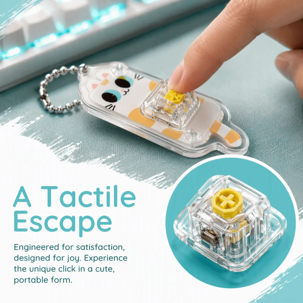 Tragbarer Schlüsselanhänger mit mechanischen Tasten, niedlicher mechanischer Tastatur-Schlüsselanhänger, taktiler Mini-Tasten-Schlüsselanhänger zum Aufhängen an der Schultasche – Detail 5