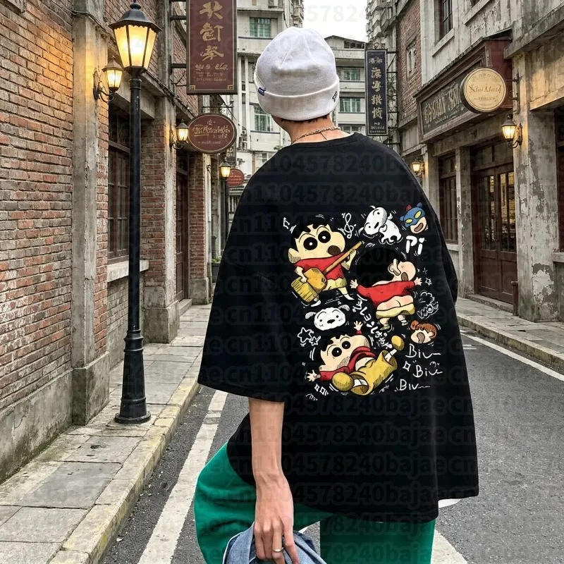 

New Style Crayon Shin-chan Short-sleeved T-shirt for Men Kid Summer Cartoon Trendy Loose-fit Boyfriend-style Short-sleeved Top
