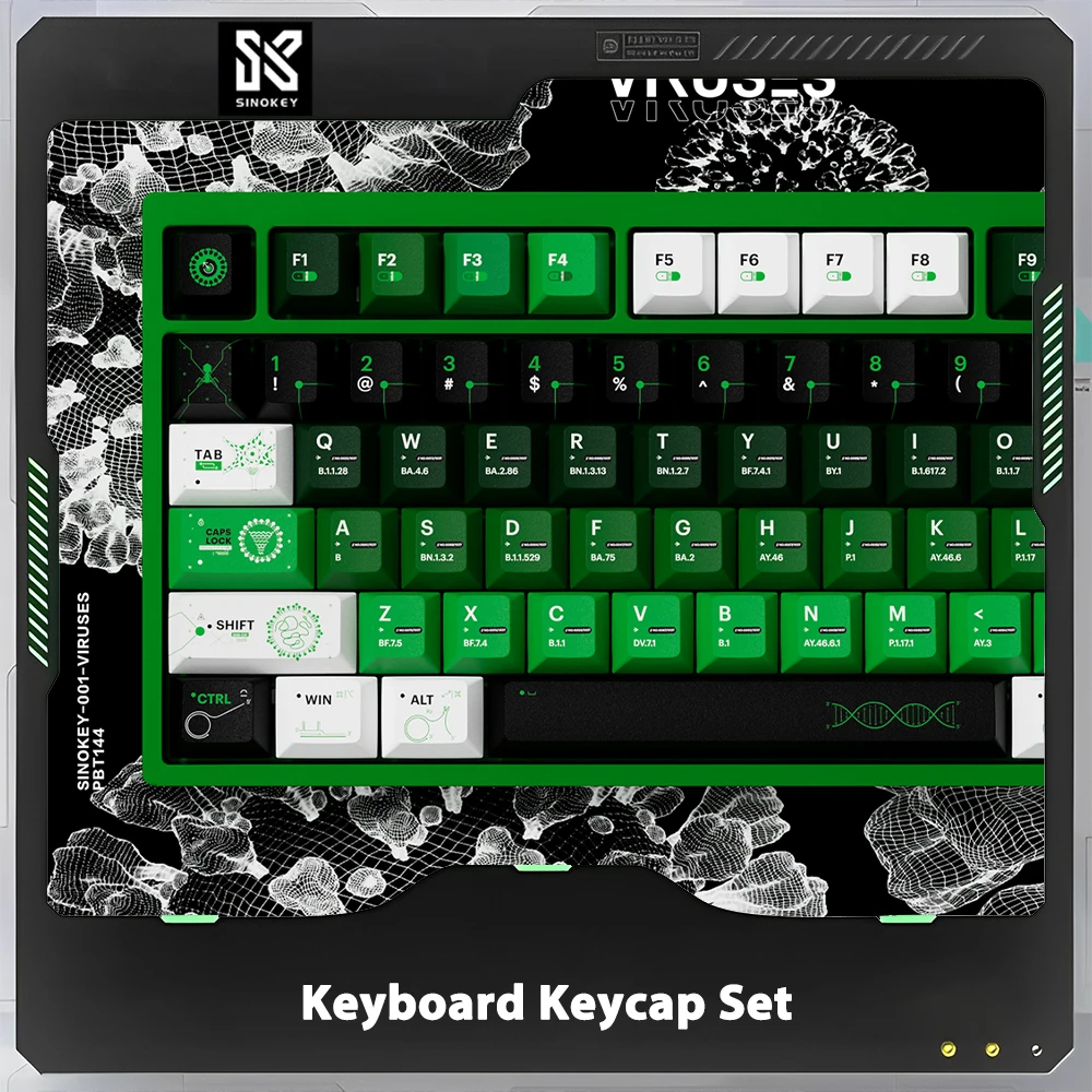 

SINOKEY Virus PBT Sublimation Mechanical Keyboard Keycap Set 144 Keys Original Customize Gaming Accessories Gifts