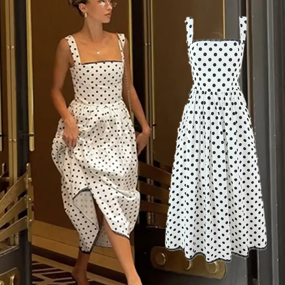 

Jenny&Dave Vintage Polka Dot Sleeveless Dress 2026 Summer Elegant Party Dresses Midi Vestidos Women's Dress Tank Dresses For Wom
