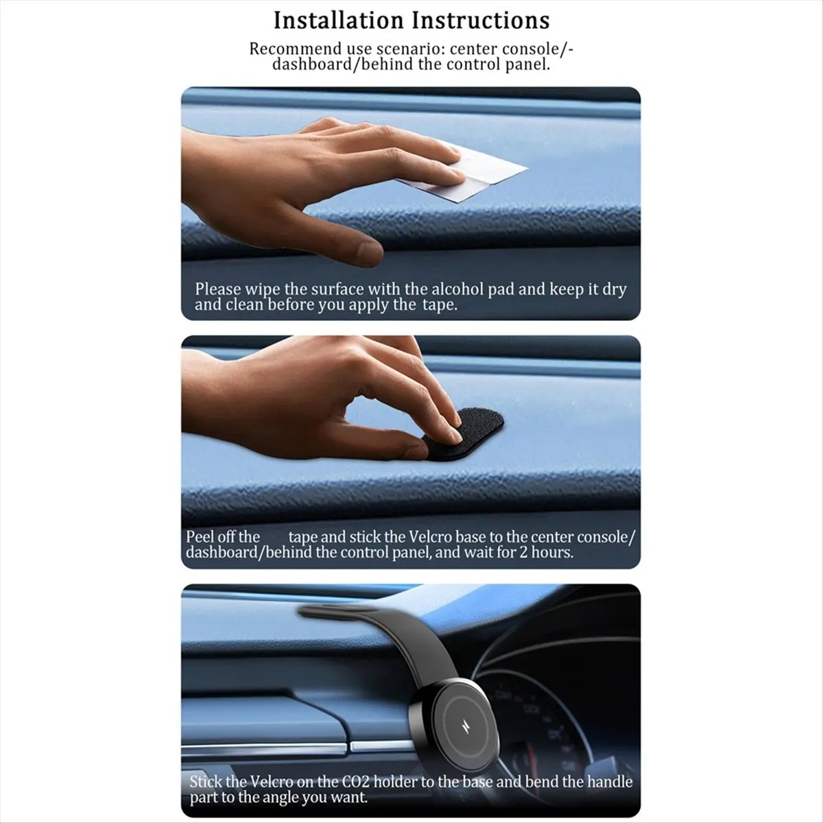 

(ABDH) Магнитное беспроводное зарядное устройство для автомобиля с быстрой зарядкой, держатель для телефона на центральную консоль для iPhone 15 14 13 12 Pro Max Mini