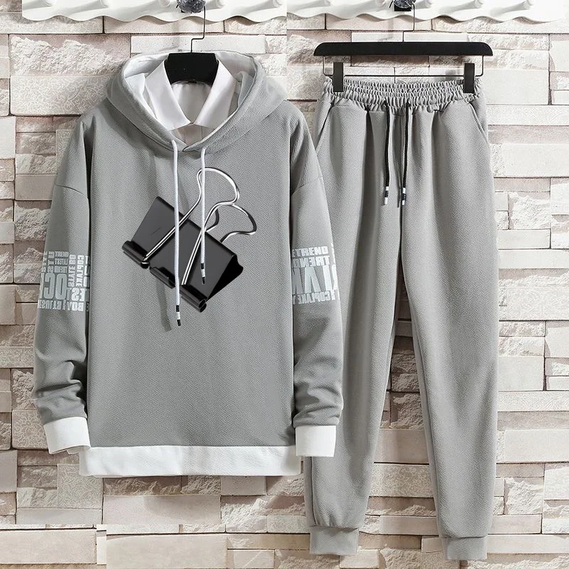 Hoodies Set Pants Pullover Hat Long Sleeved Long Pants Set Folder Suits Casual Clothing for Men Hood Print Sweaterhoodie Men Top