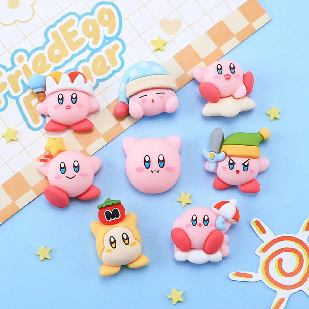 10pcs Anime Figure Mini Star Kirby resin charm for Ear Studs Hairpin Nail phone Decoration Water Cup Case DIY Accessories