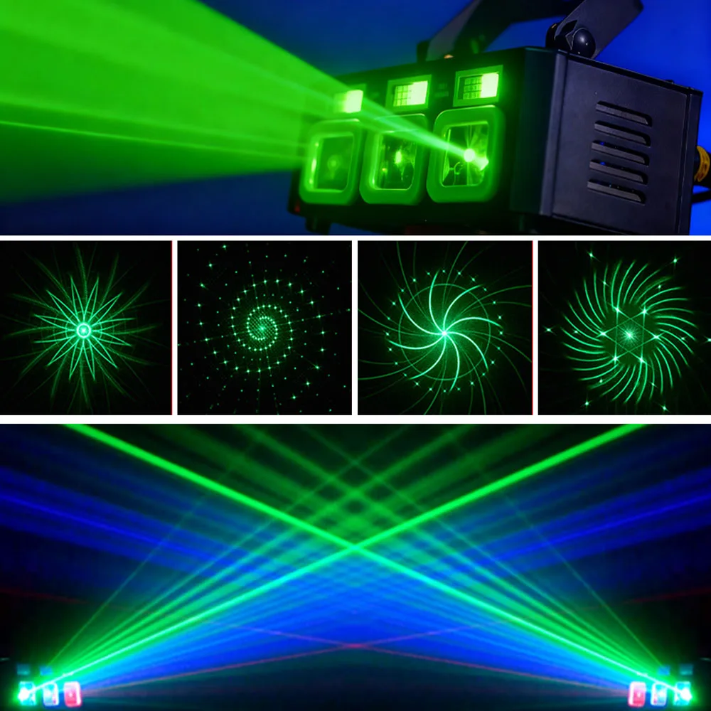 DMX Control Pattern Light DJ Disco Party Light LED RGBW Strobe Stage Light Sound Activated RGB Laser Light for Holiday Wedding