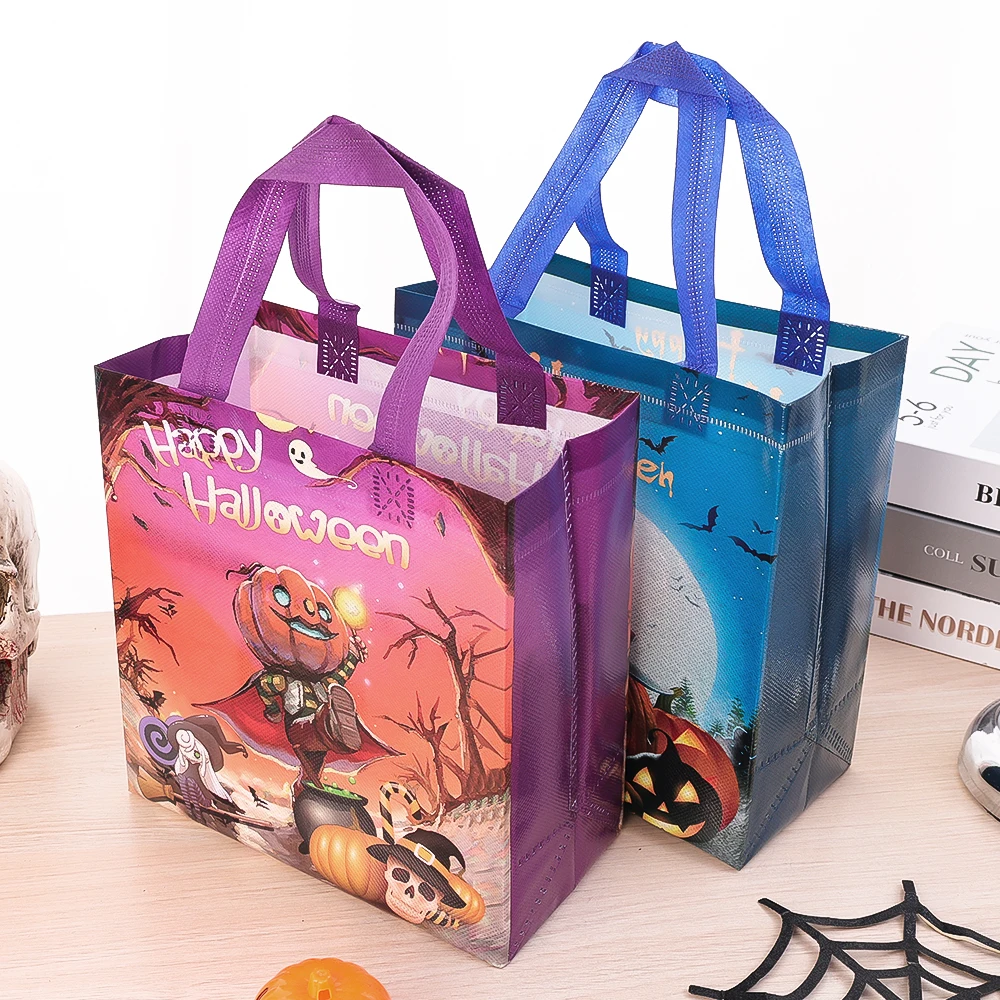 1/5pcs Halloween Non-Woven Handbag Big Scary Pumpkin Kids Party Candy Packaging Bag Supplies Reusable Gift Bags Trick Or Treat