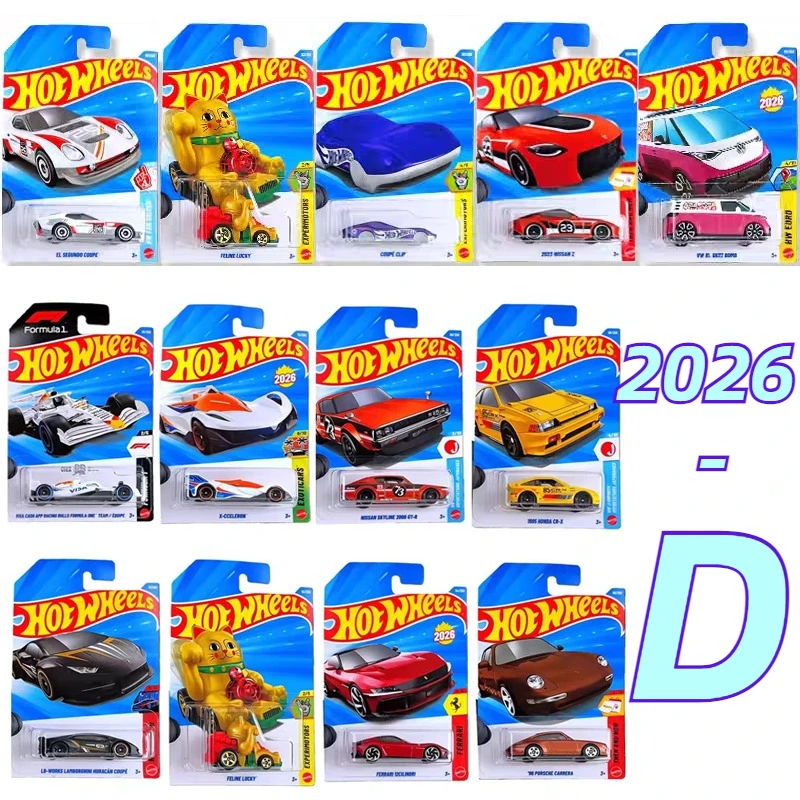 2026D Hot Wheels coche niños juguetes 1/64 Diecast fórmula Bulls Ferrari Lamborghini Huracan Nissan Skyline Toyota Prius Honda Porsche