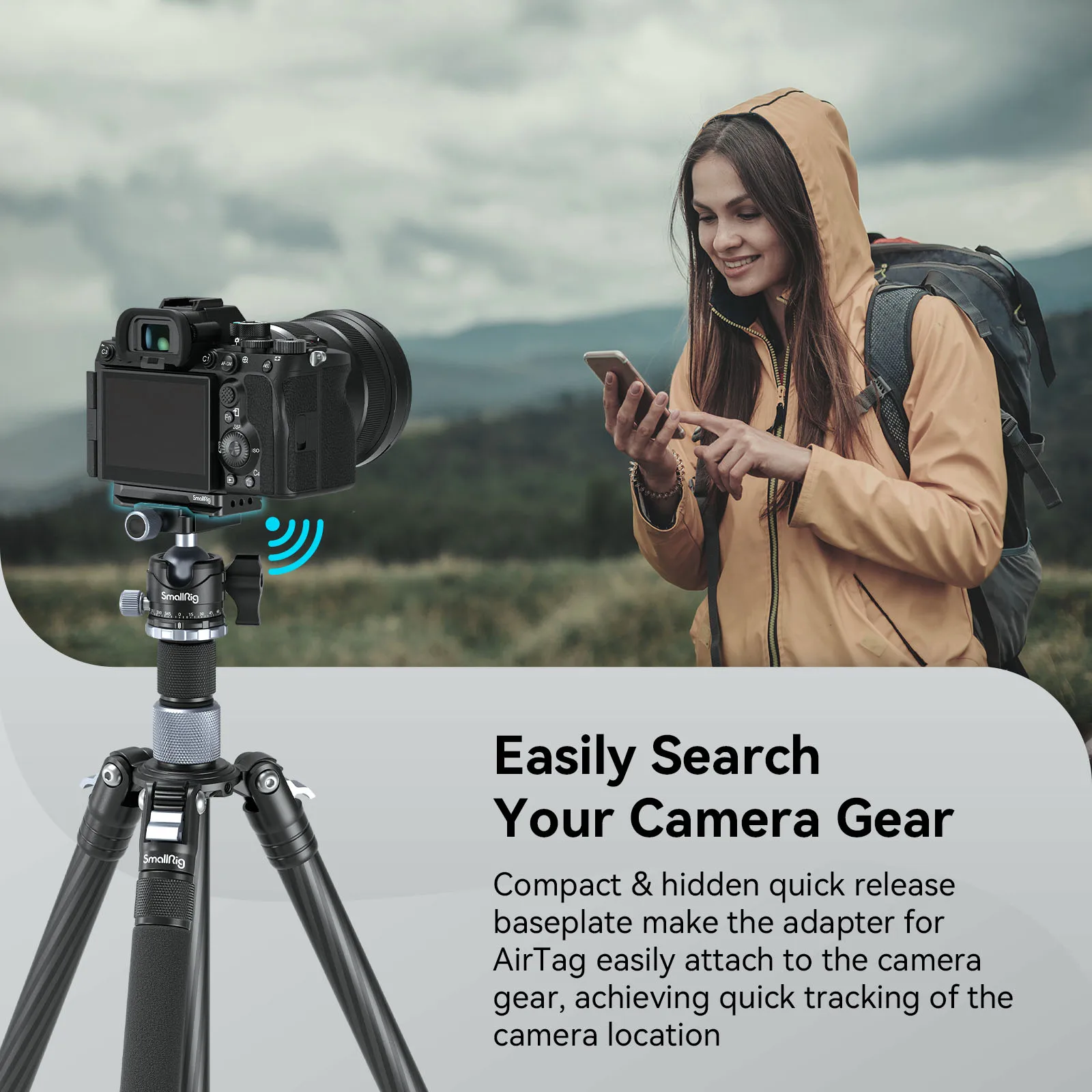 SmallRig Quick Release Mount Plate Arca-Type Compatible for AirTag Track The Camera Location for Sony for Canon 4150