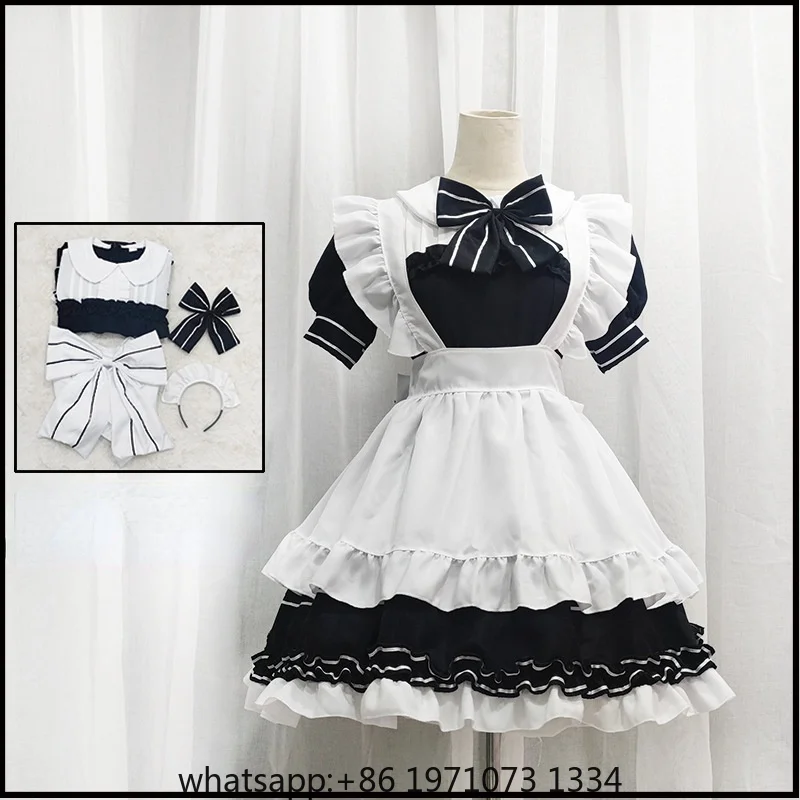 Japanese Kawaii Lolita Maid Costumes Anime Cosplay Halloween Little Devil Maid Outfits Peasant Blouse for Cute Girl Dropshipping