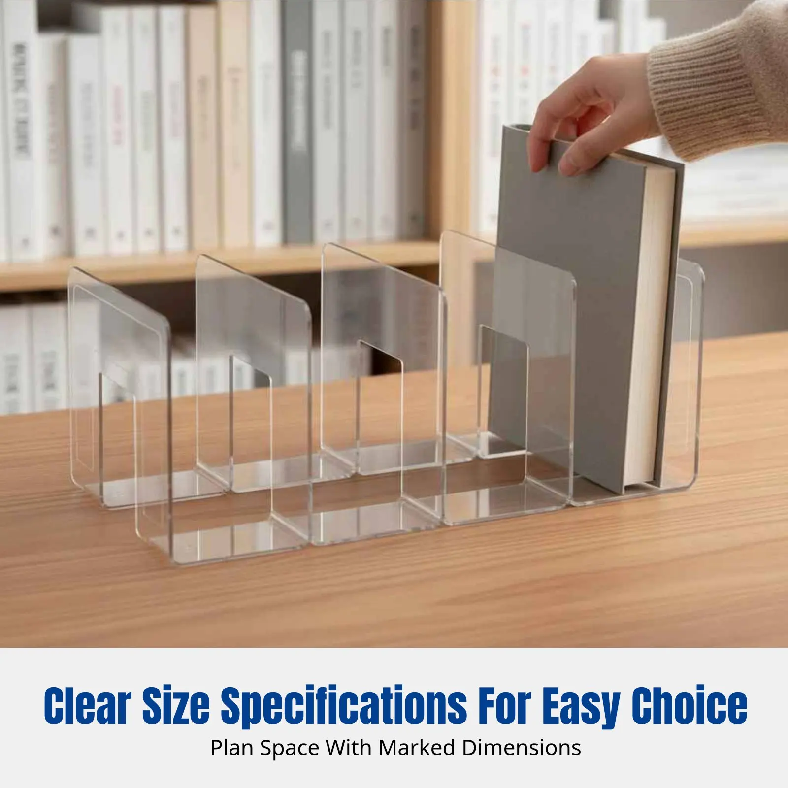 Acrylic Book Stand, Desktop Organizer, Transparent Divider, Thickened Sturdy Rack for Office or Home