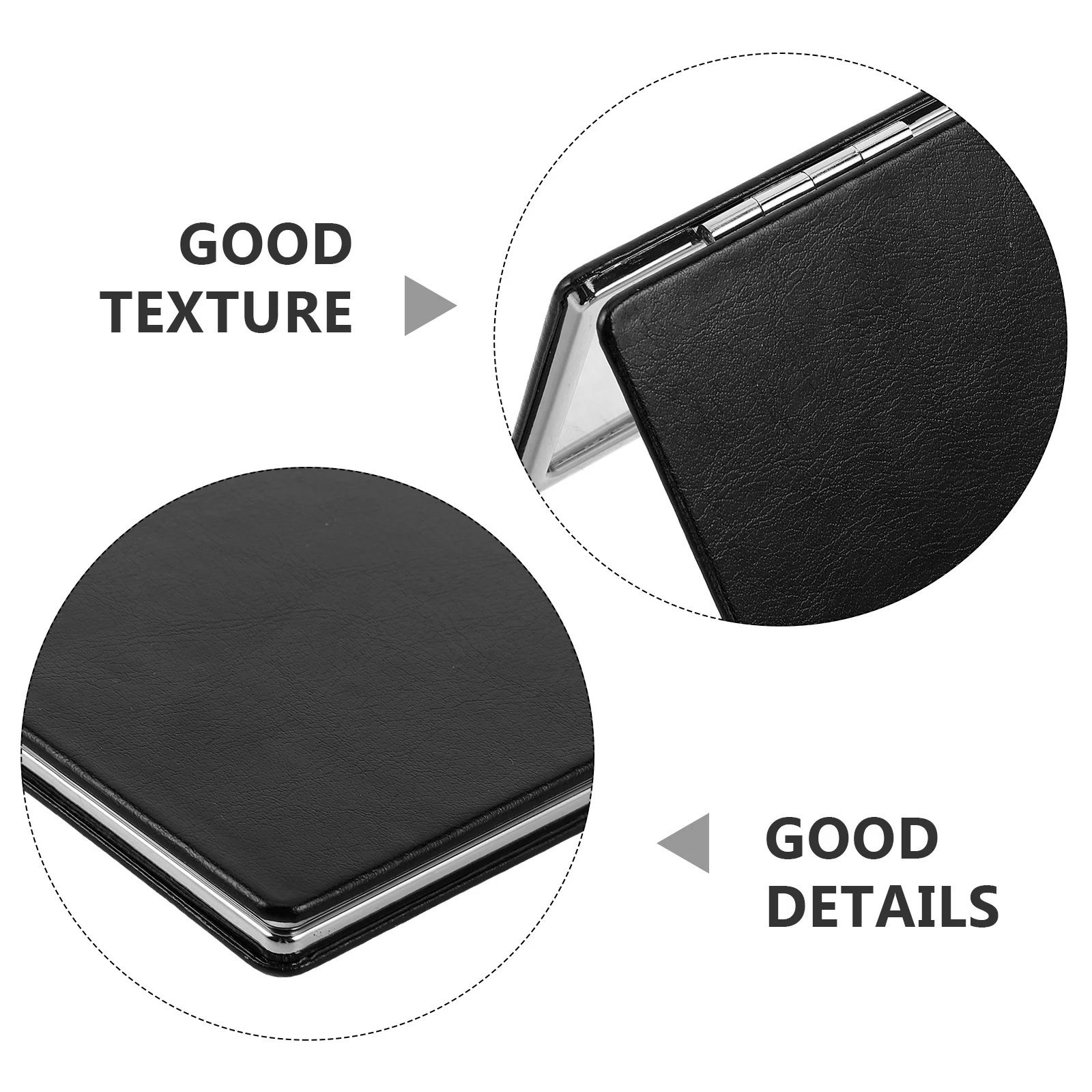 Compact Folding Travel Mirror Mini Handheld Pocket Vanity Rectangular Black Purse Handbag Backpack Office Desk Use