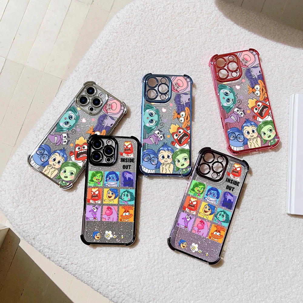 Cute Inside Out 2 Pattern Phone Case For Xiaomi 14 13 Redmi 10 10C 9 K50 Note 12 Poco F4 F5 X5 X3 4G 5G Shockproof Bling Armor