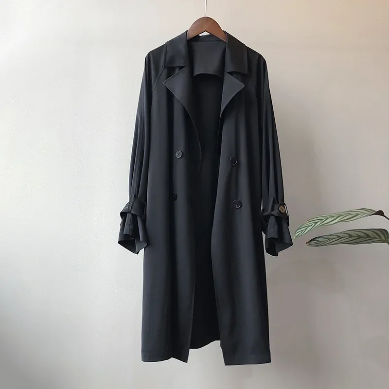 MRMT 2024 Brand New Women's Windbreaker Female Long Korean Temperament Loose Solid Color Knee Length Coat Female Coat