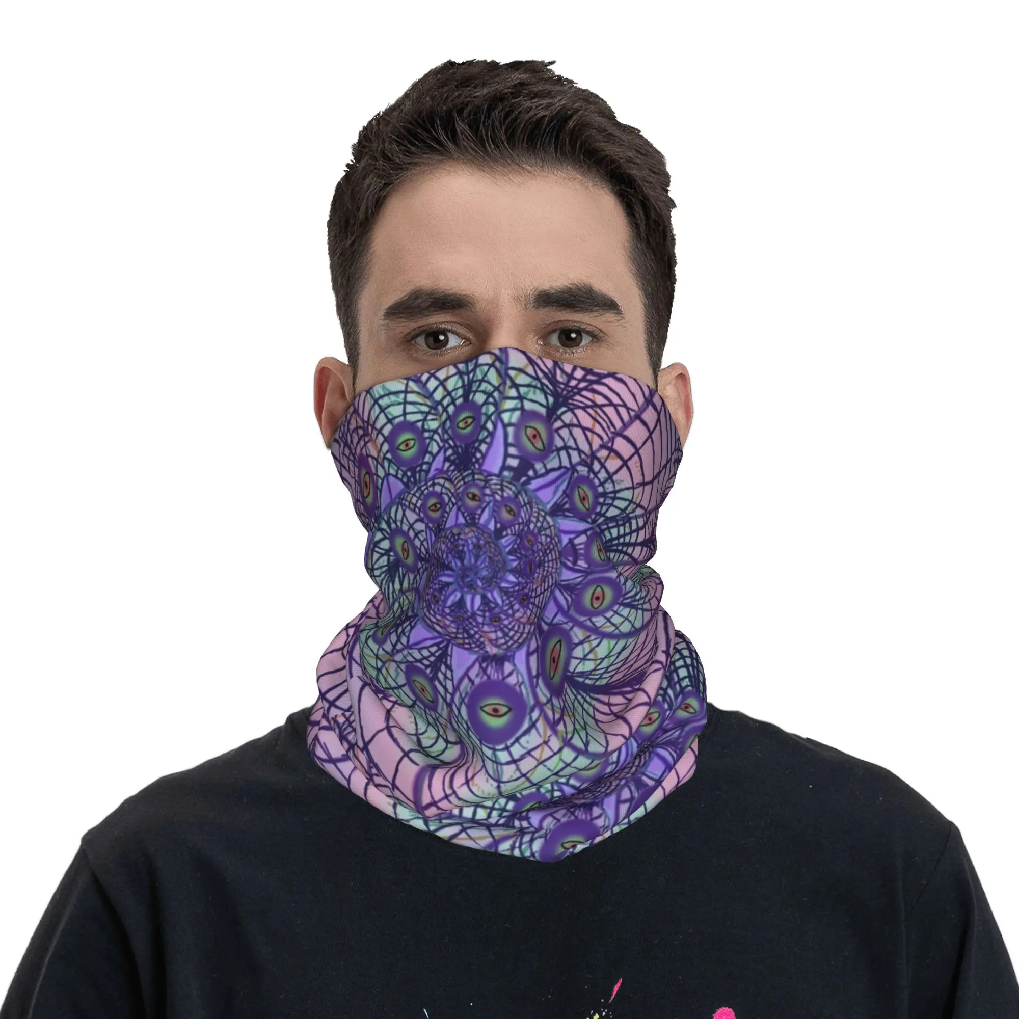 Peacock Eye Spiral Bandana Neck Cover Printed Wrap Mask Scarf Multi-use Headband Outdoor Sports For Men Women Adult
