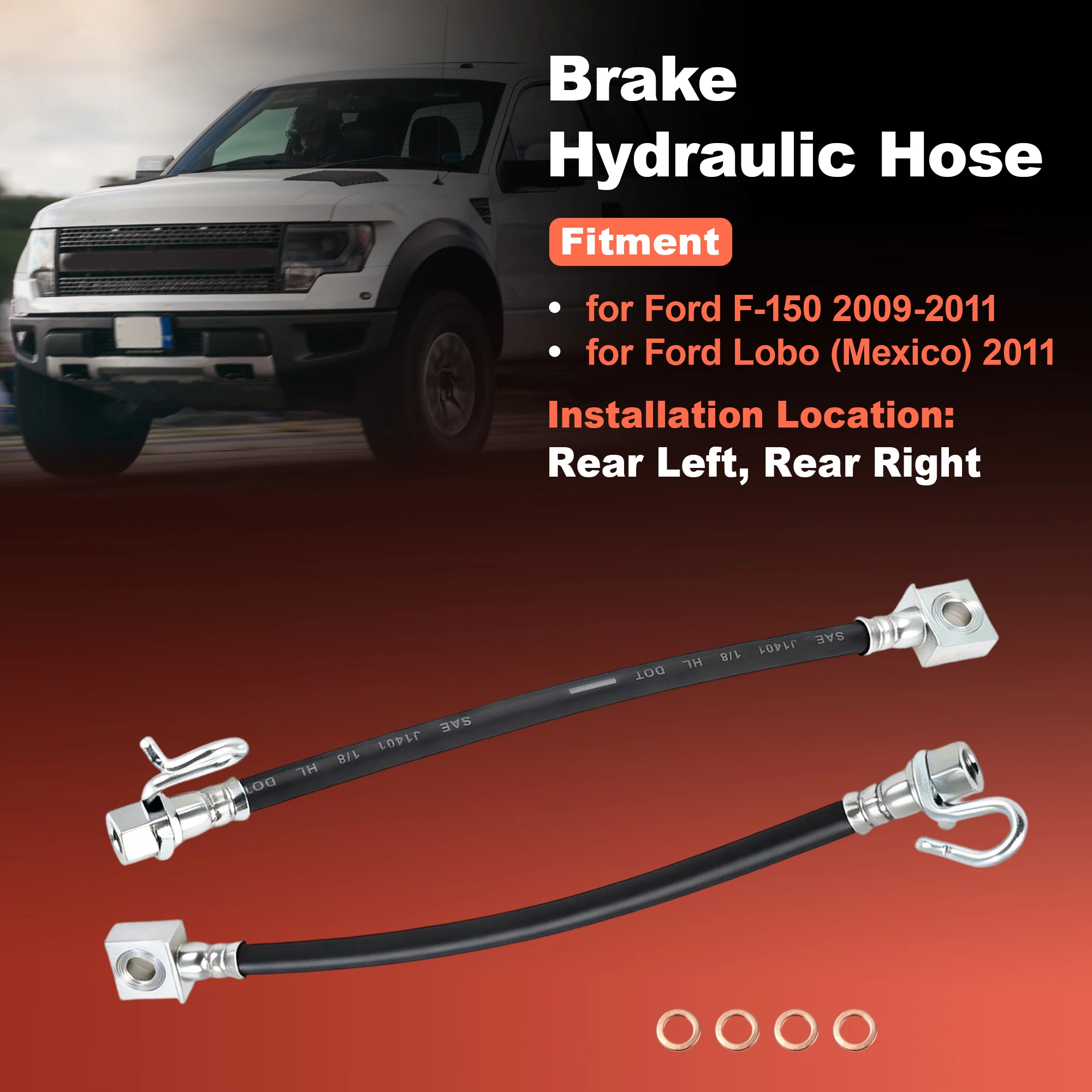 

Задний внешний гидравлический тормозной шланг для Ford F-150 Lobo 2009-2011, BL3Z2268A, гибкий резиновый тормозной шланг, ремкомплект