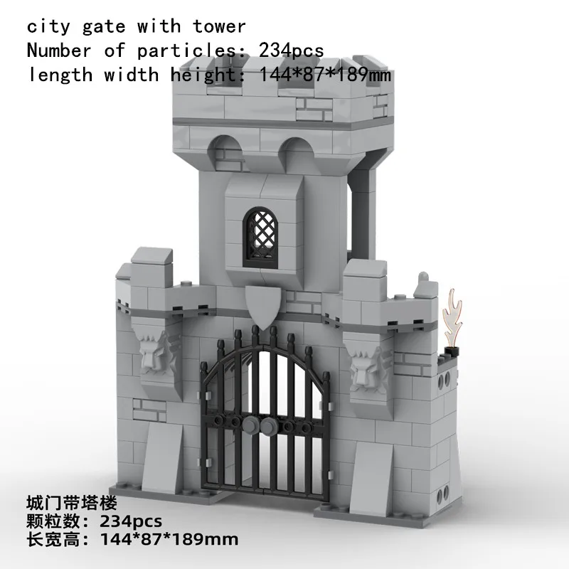 Medieval Castle Monastery Model Streetview In Blocks Knight Figures City Wall Tower Gate Weapon Building Blocks Moc Kids Toys