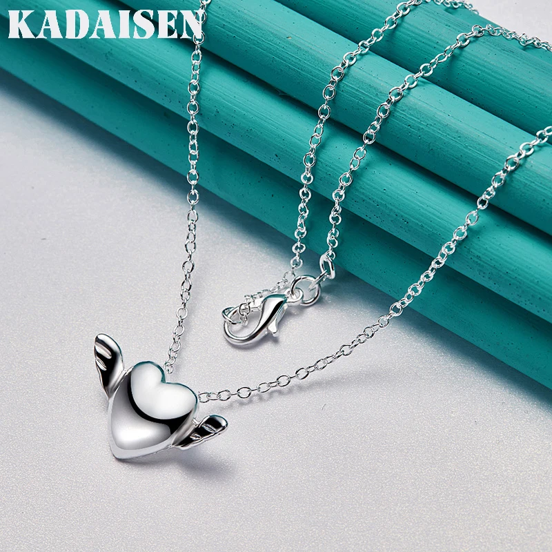 925 Sterling Silver Cupid Heart 16/18/20/22/24/26/28/30 Inch Pendant Necklace For Women Wedding Party Fashion Jewelry