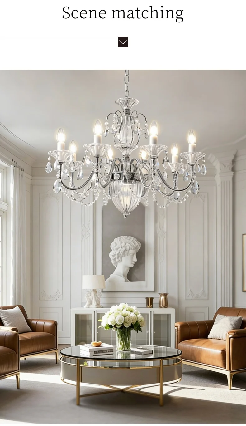 French Chandelier Europe Villa Candle E14 Pendant