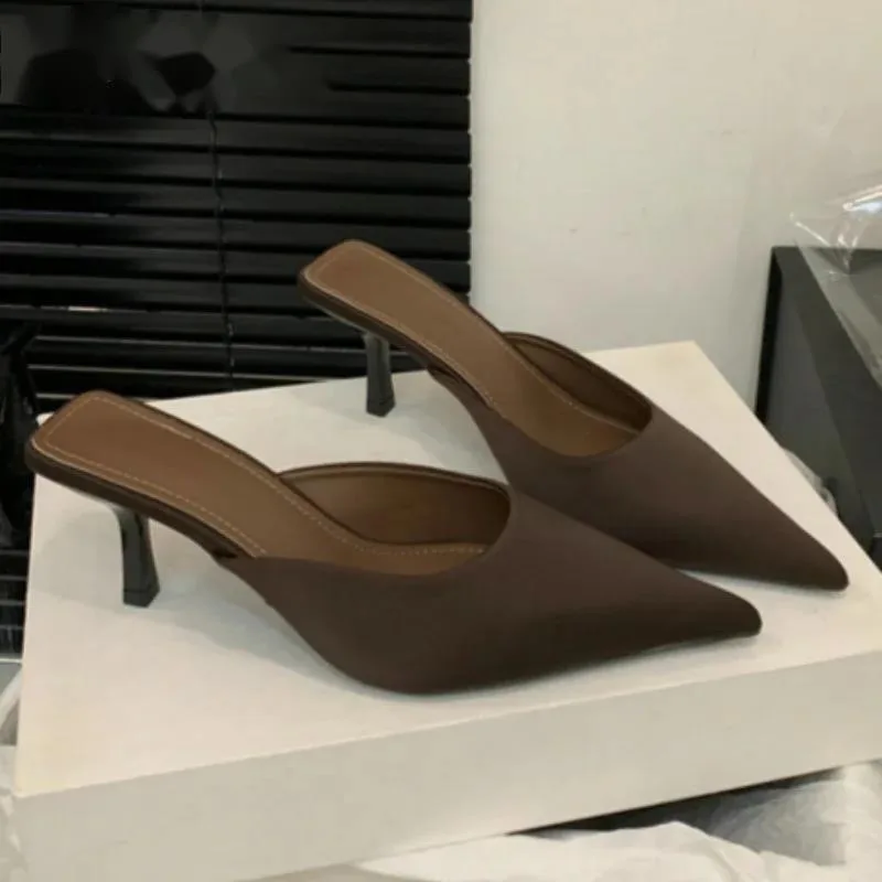 

Тапочки с острым носком, женские сандалии, леопардовая обувь на высоком каблуке, женские трендовые модельные пикантные туфли-лодочки, туфли-лодочки, летние Sandalias Mujer