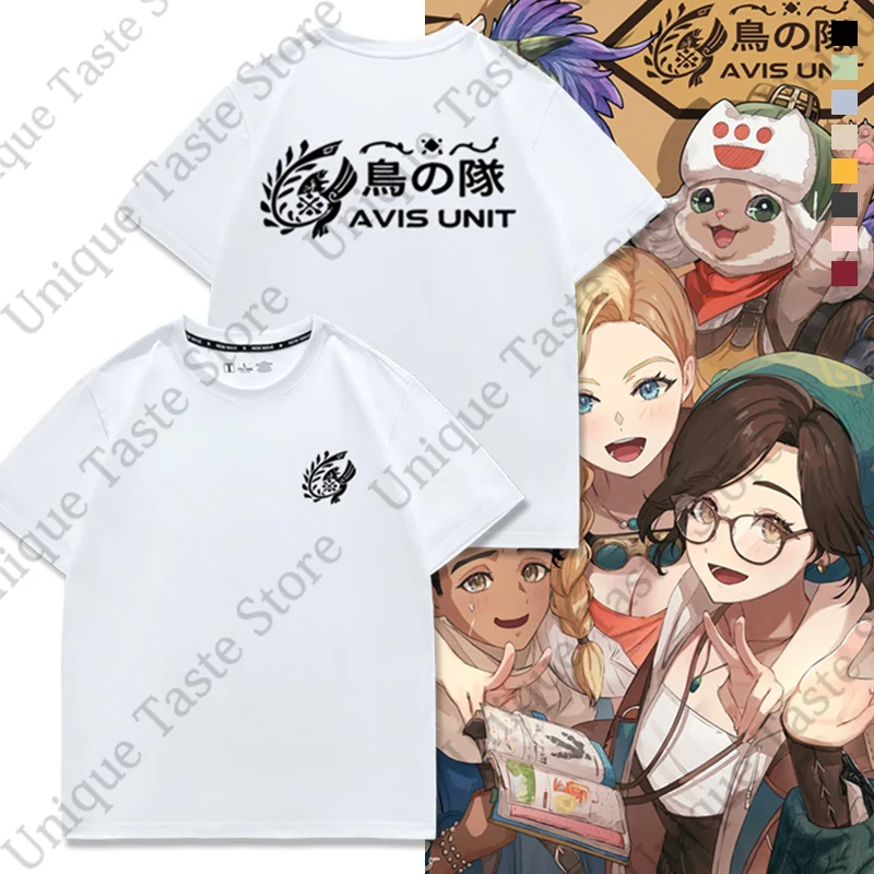 Camiseta Monster Hunter Wilds, camiseta a la moda con estampado de letras Avis Unit, camisetas de manga corta de algodón cómodas para hombres y mujeres, camisetas de verano