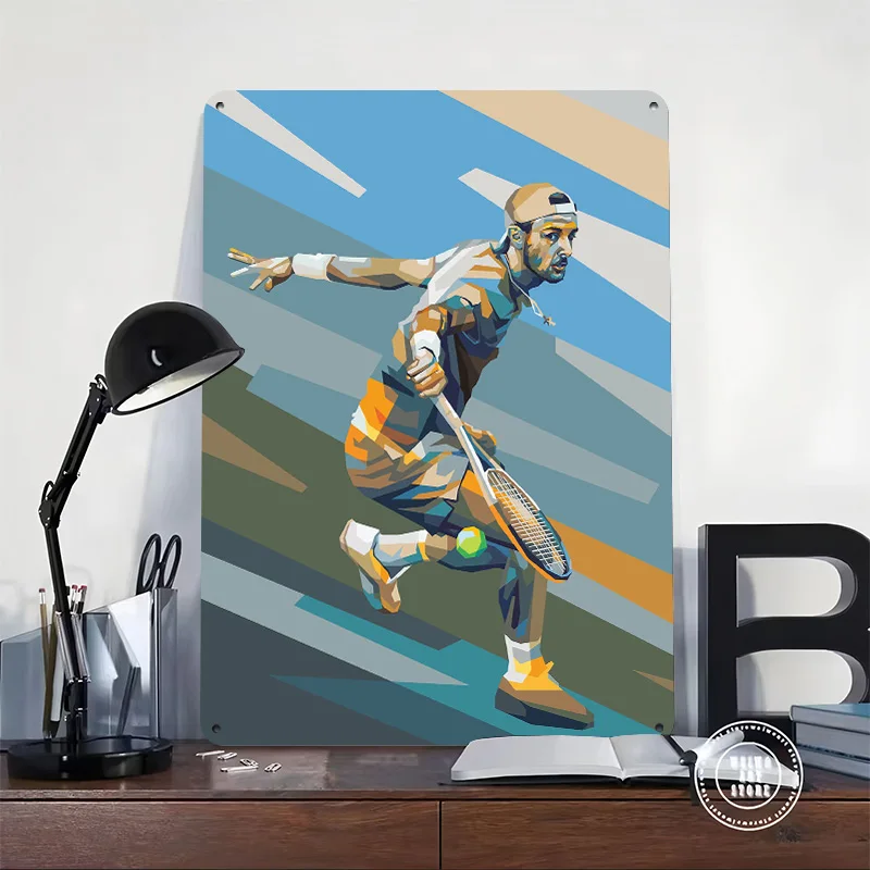 Lorenzo Musetti Illustratio Portrait Personalized 3D Textured Metal Poster Wall Art Tinplate Sign for Home Decor Ornaments House