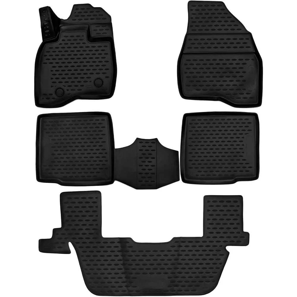 

US Fits 2015-2019 Ford Explorer Floor Mats 3 Row Liner Set Black for W/O 2nd Row Center Console 3D Scanned