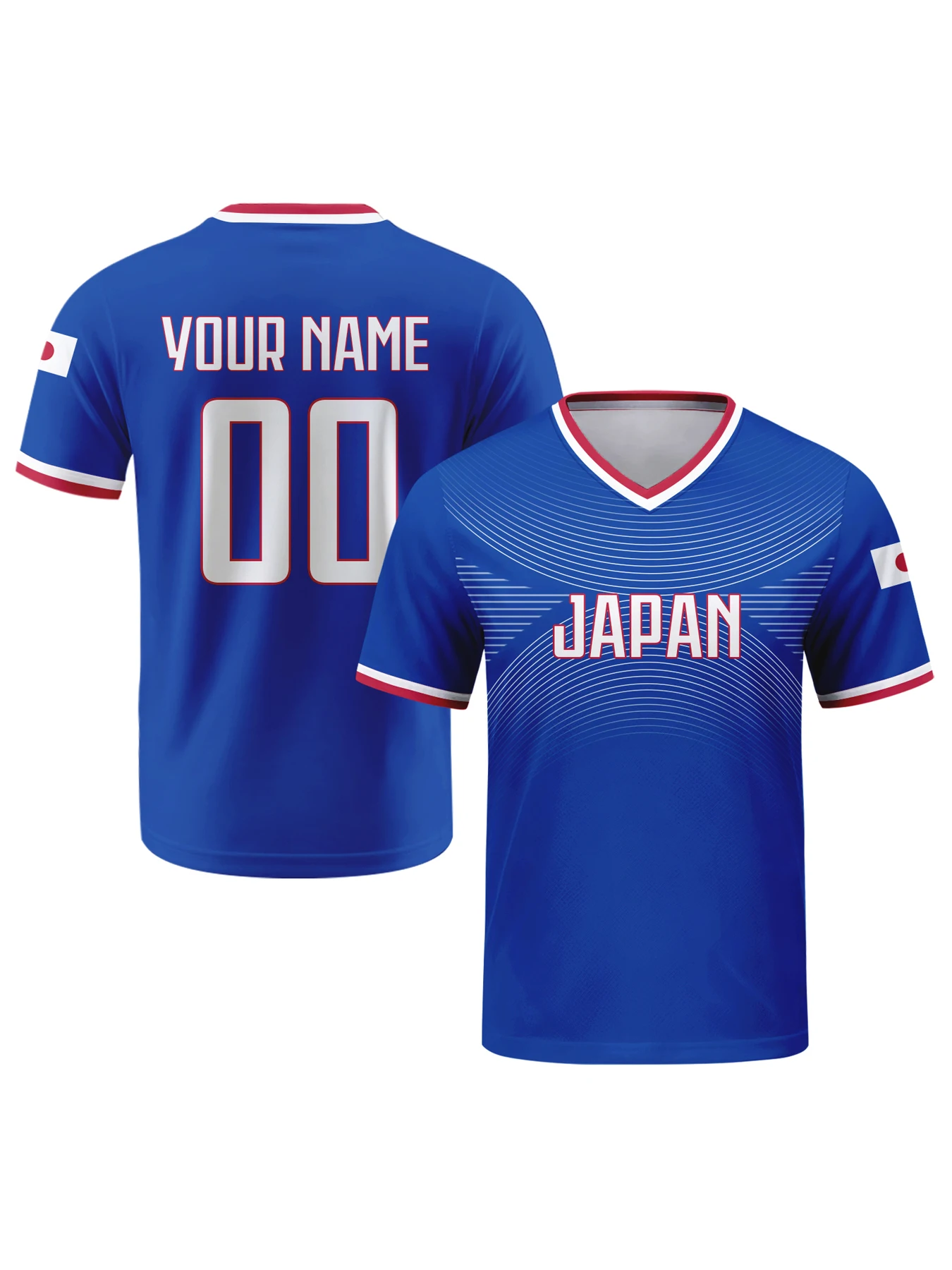 

Custom Japan Football Jersey Personalized with Name Number V-neck Soccer National Team Shirt for Men Youth Women