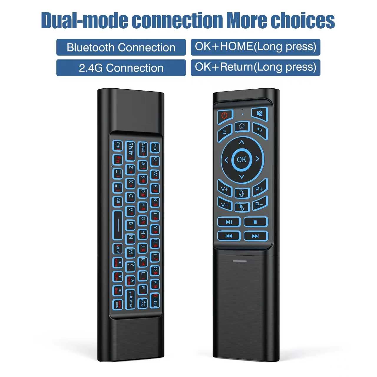 Remote Control Air Mouse Gyroscope Mini Keyboard Dual Mode 2.4G BT5.0 7 Color Backlit Wireless For Android Smart TV Box PC