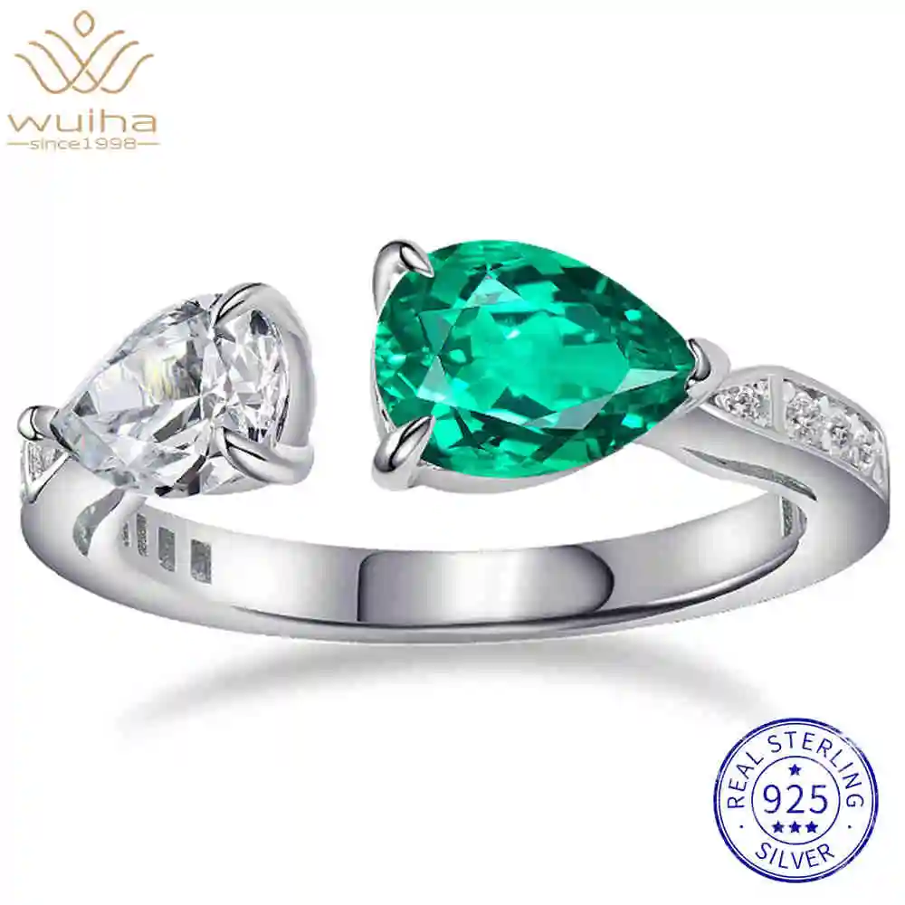 

WUIHA стерлингового серебра 925, лабораторный сапфир, изумруд, рубин, высокоуглеродистые бриллианты, драгоценный камень, обручальное кольцо, обручальные кольца, ювелирные изделия