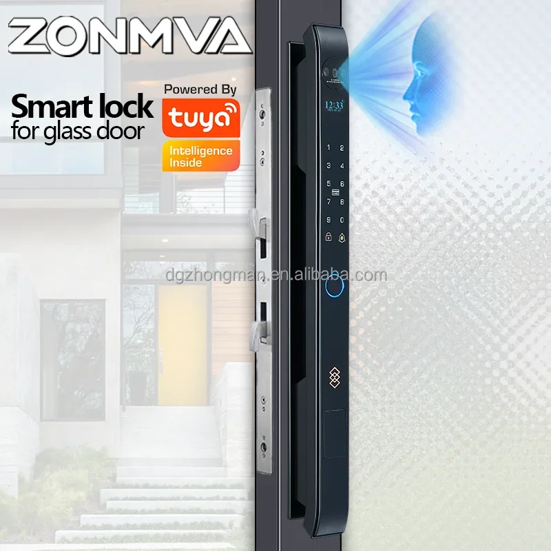 Automatic Biometric Smart Door Lock Face Recognition Fingerprint Reader WiFi Connected Hotels Operates Via Tuya APP Smart Card