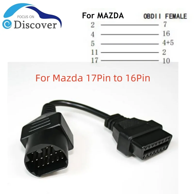 NEW For Mazda 17Pin to 16Pin OBD2 OBD II Cable Connector Cable for Mazda 17 Pin Connect Adapter High Quality