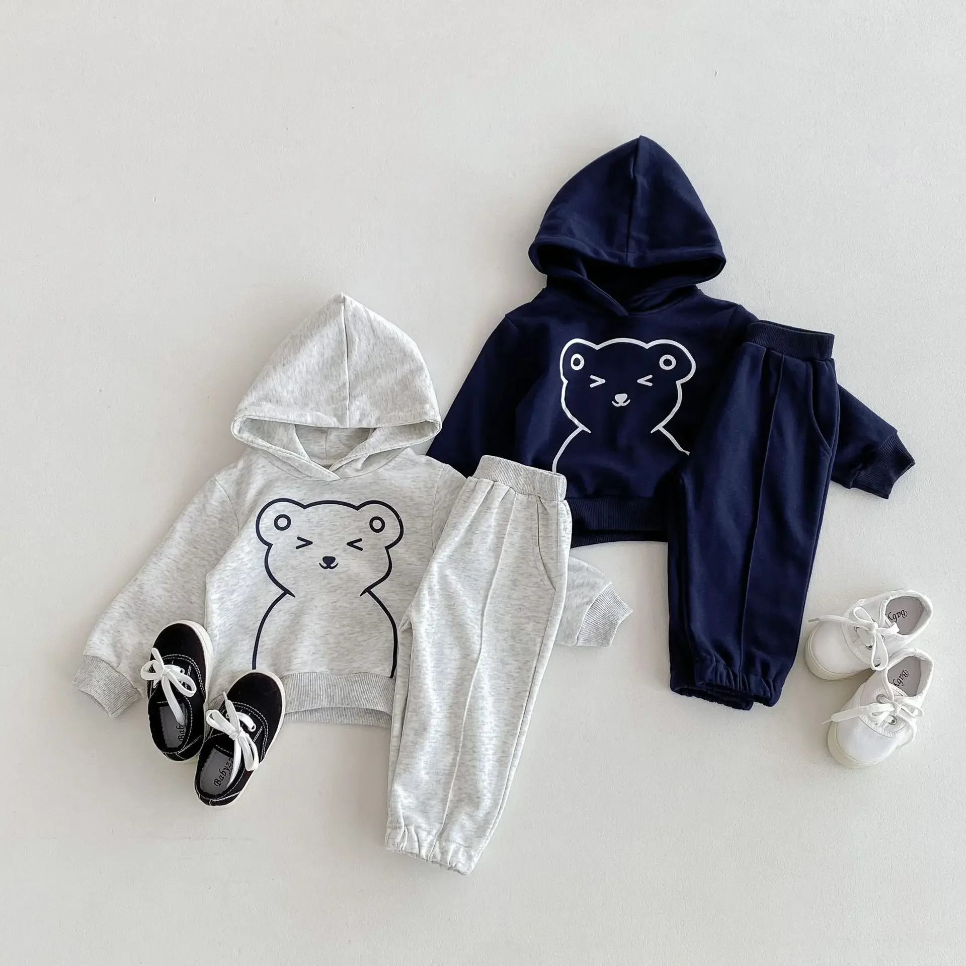 Conjunto de moletom e moletom de manga comprida infantil, conjunto esportivo infantil, blusa e calça, meninos e meninas, primavera e outono